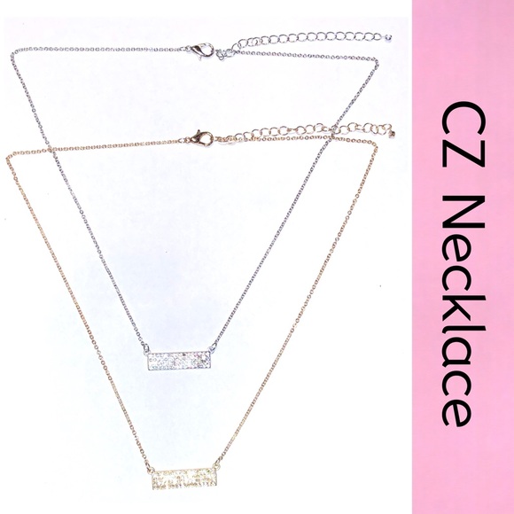 Dainty Pave’ CZ Necklace Gold - Picture 5 of 10
